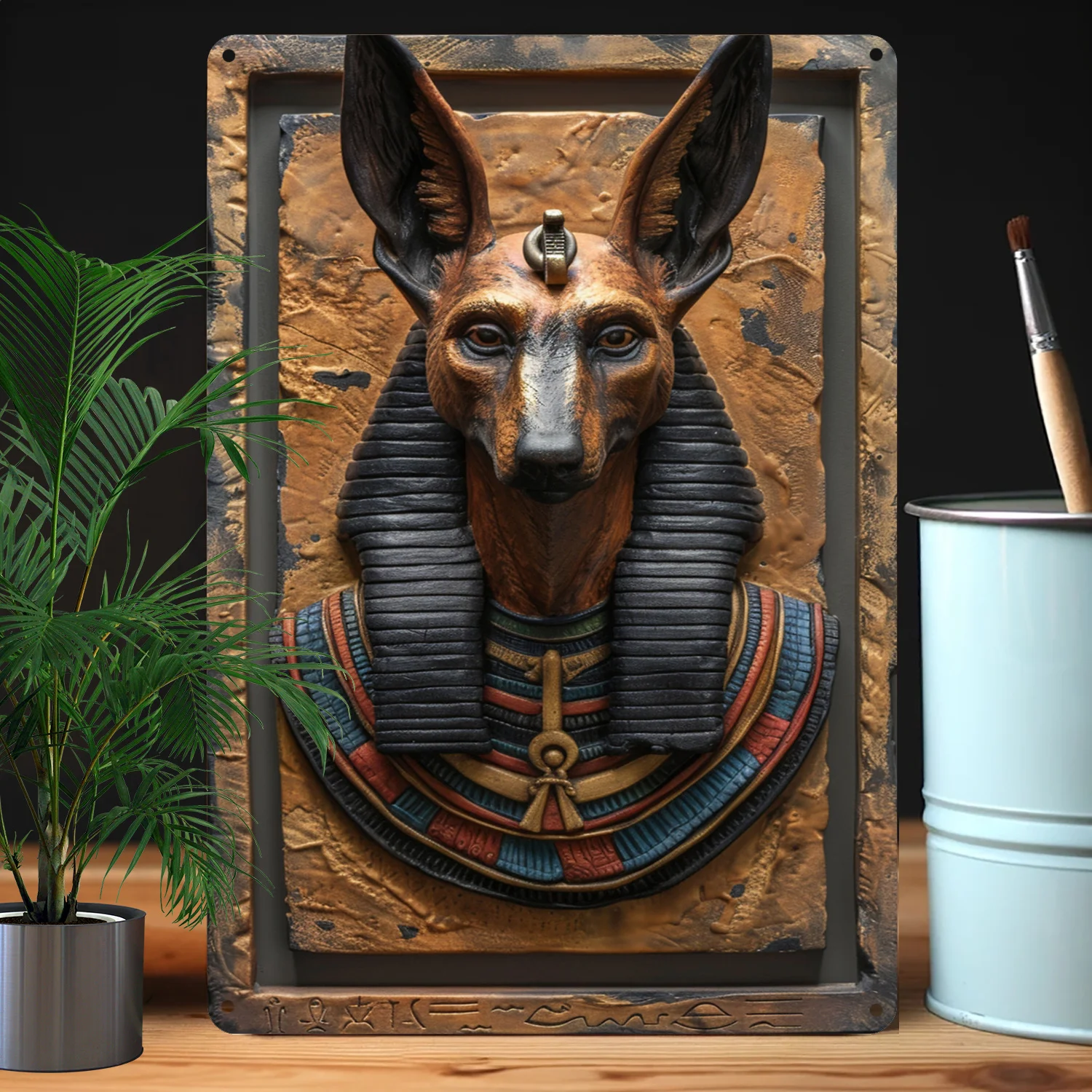 Anubis of Egypt Themed Metal Sign, Durable Art for Indoor/Outdoor Decor, Egyptian Mythology Studio, Classroom, Home Decoration