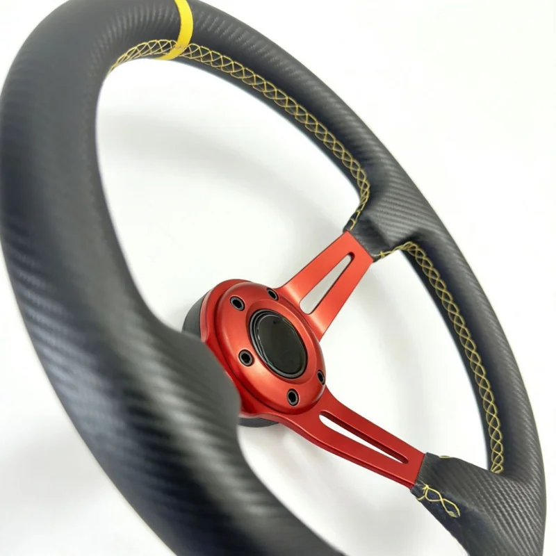For Universal 14 Inch Racing Steering Wheel Leather Modified Steering Wheel Competitive Steering Wheel With Steering Wheel Horn