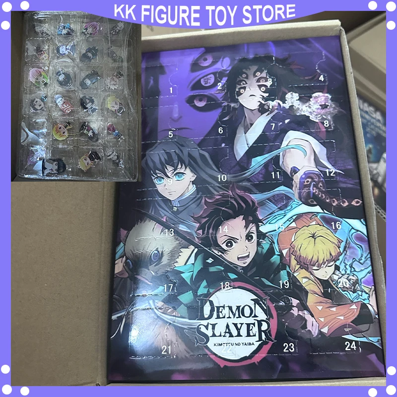 New Anime Demon Slayer Christmas Advent Calendar Blind Box 24 Holes Countdown Cartoon  Acrylic Figure Doll Kawaii ChristmasToy