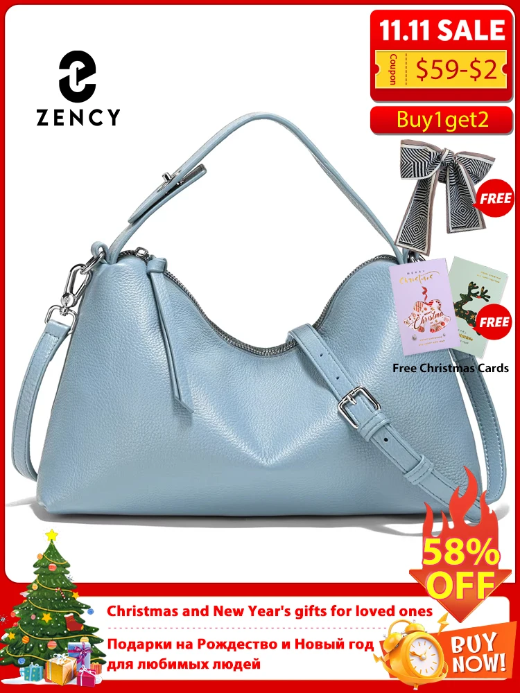 

Zency Genuine Leather Tophandle Bag Fashion Hobo Bag Women Shoulder Handbag Crossbody Designer Elegant White Satchel Retro Brown
