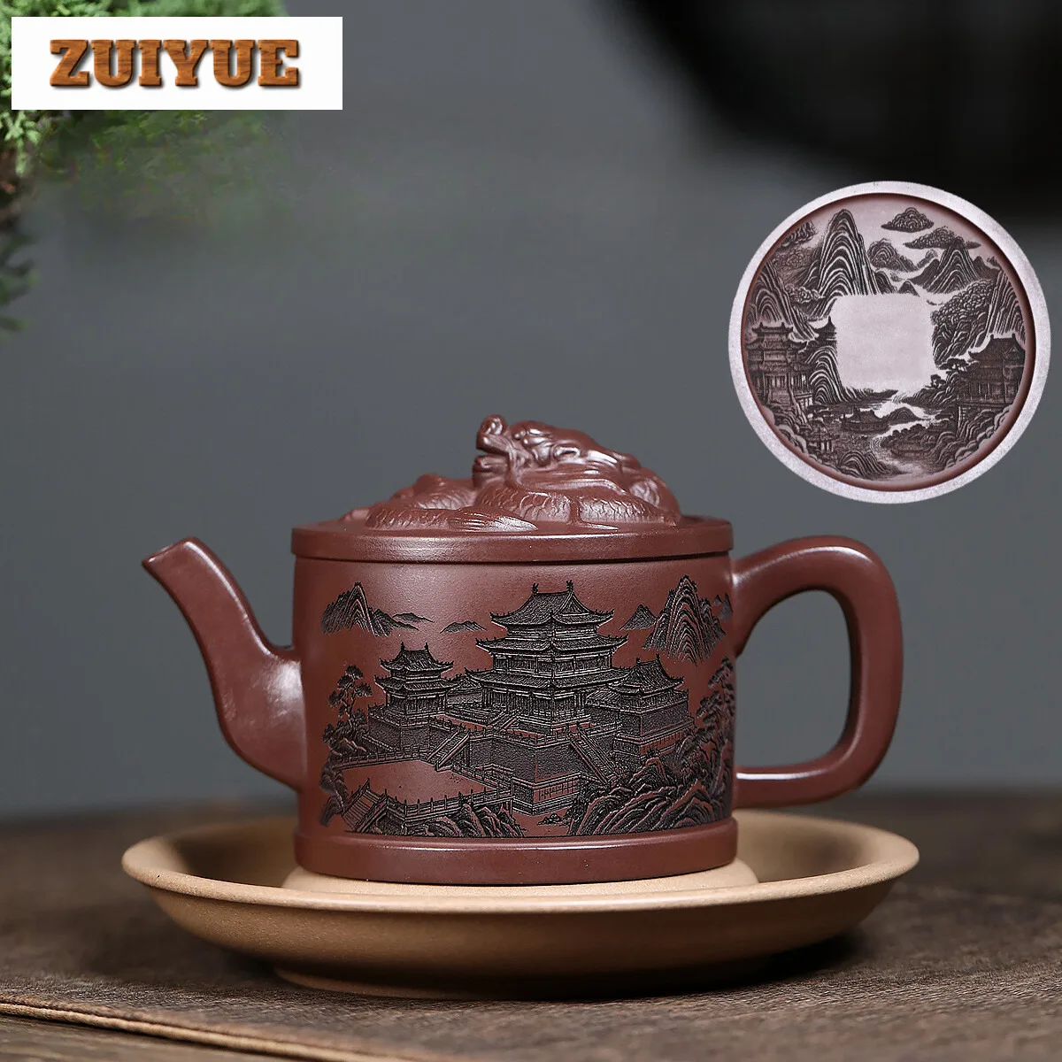 

340ml Yixing Purple Clay Teapots Handmade Dragon Large Caliber Pot Raw Ore Purple Mud Tea Maker Kettle With Filter Zisha Tea Set
