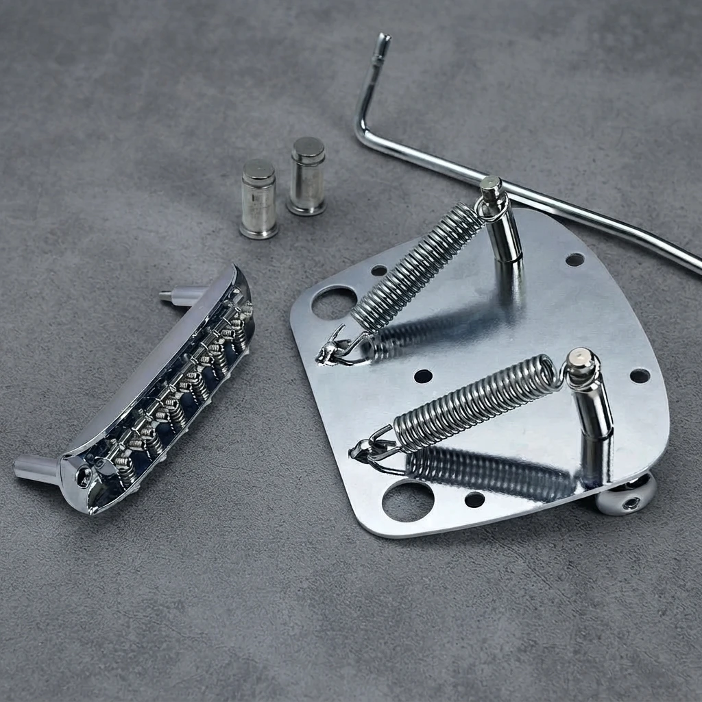 Drop-In Tremolo Tailpiece, 6 String Offset Vibrato Bridge, Quick Install Replacement for Electric Guitar Repair Projects
