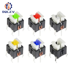 5/10Pcs 6*6mm Through Hole Micro Push Button Tactile Momentary Switch With LED Green Yellow Red White Blue 6*6 6X6