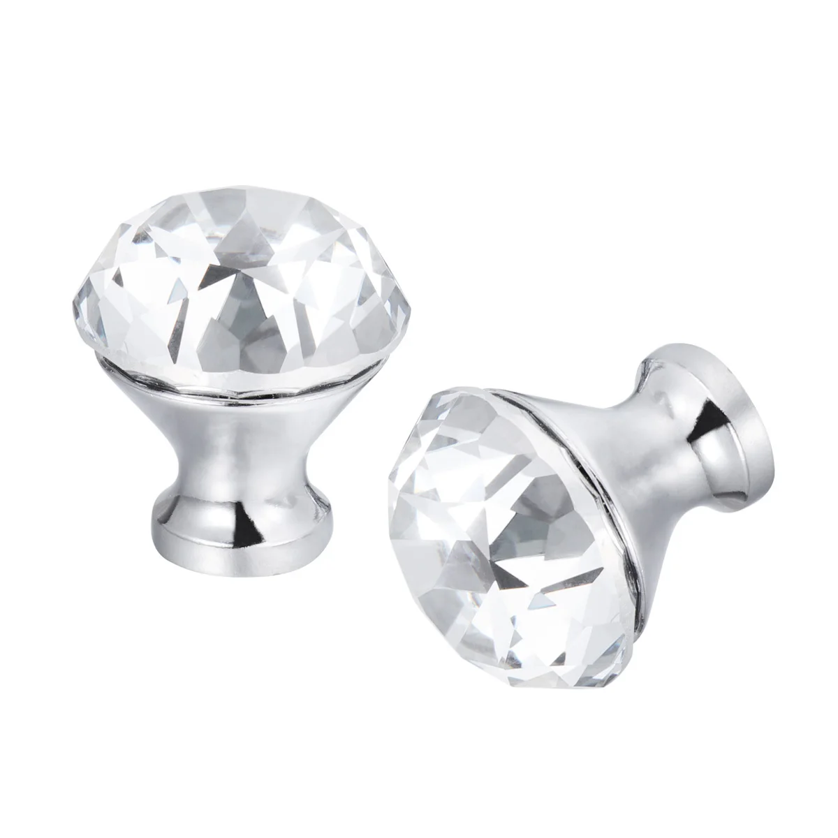 2 قطعة 30 مللي متر كريستال الماس مقبض الباب ثقب واحد شفاف الأبيض الأثاث الأجهزة تصميم رشيق جذاب #2