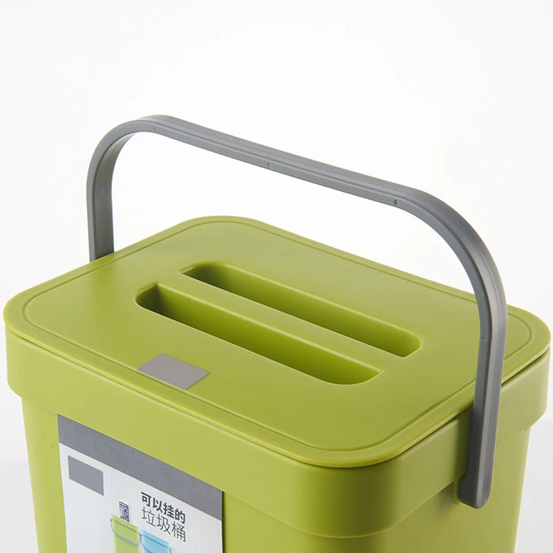 Kitchen Hanging Type Trash Can Home Bedroom Bathroom Wall-mounted Plastic Square Garbage Can Wall-mounted handle lid convenient