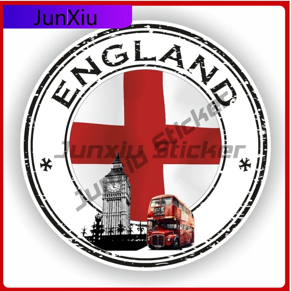 England Big Ben Bus Seal Sticker Round Flag Creative Waterproof Vinyl Decal Decoration for SUV Camper Windshield Bumper Truck