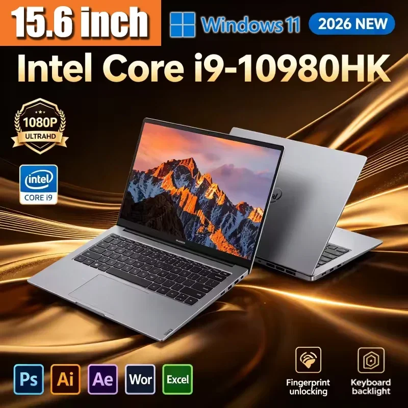 15.6 Inch Ultra Portable Laptop Powerful Core i9 10980HK 16GB Large Memory 1TB Solid State Drive Win11 Pro Gaming Study Notebook