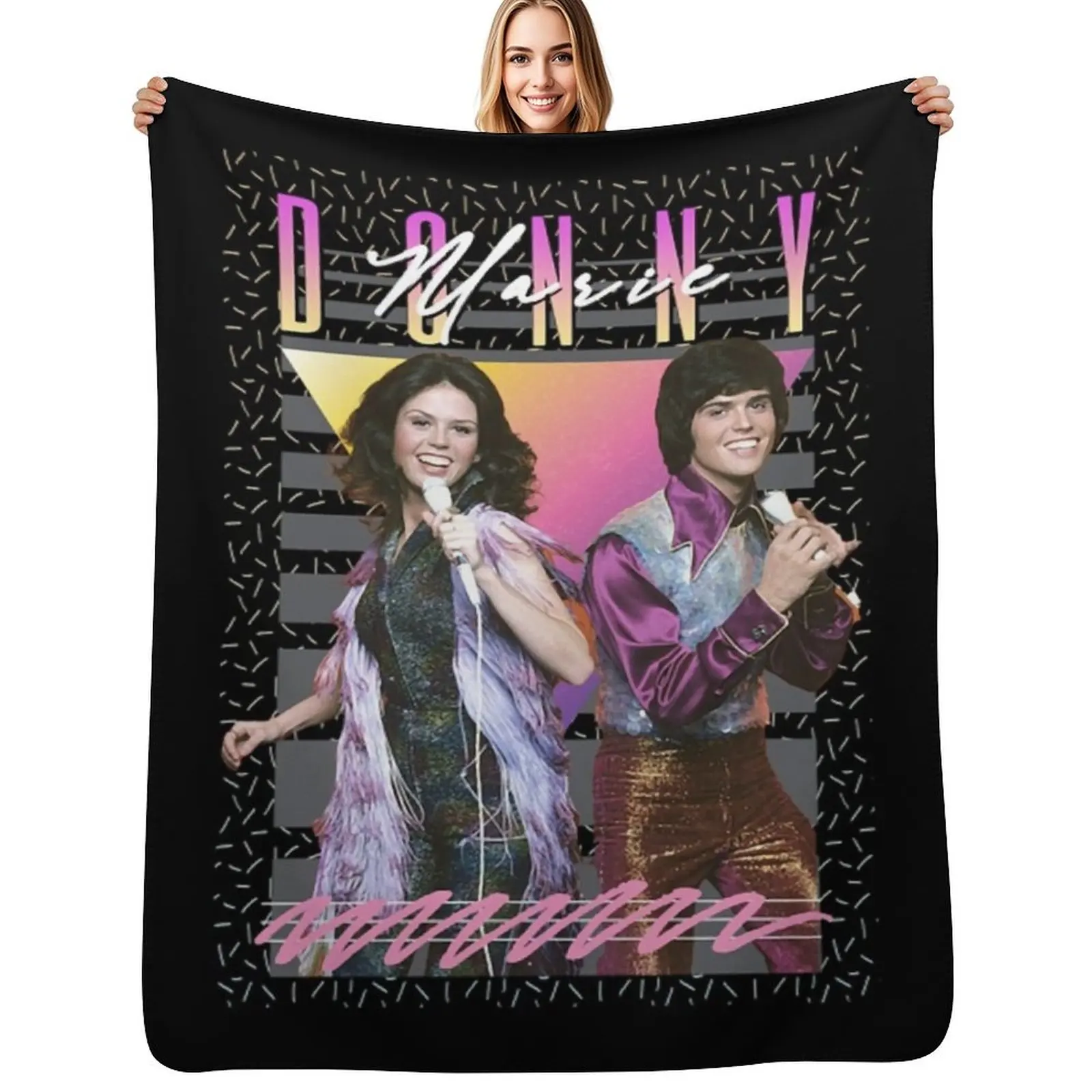 Donny and Marie Osmond 80s Retro Aesthetic Fan Art Throw Blanket Luxury Thicken Flannel Fabric Decorative Throw Vintage Blankets