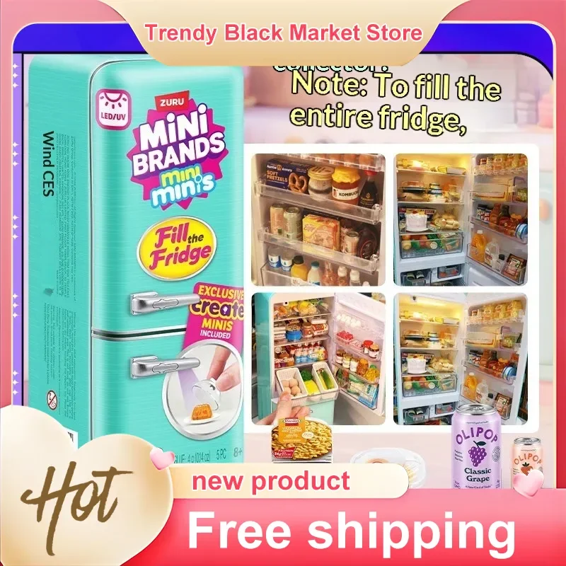 Zuru Mini Brands Mini Minis Fill The Fridge Miniature Refrigerator Toy Playset Collectible Surprise Collection Display