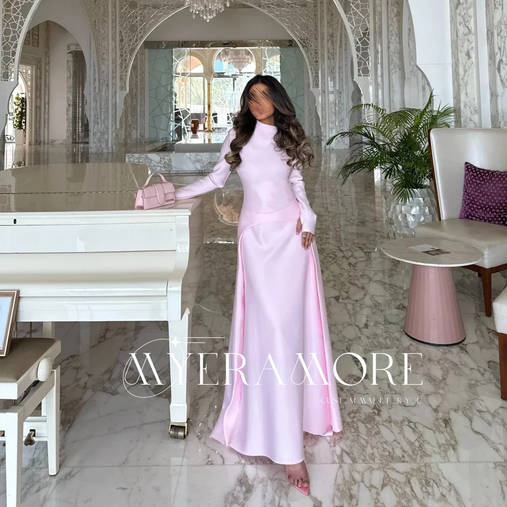 

2025 Elegant Evening Dress Long Sleeve O Neck A-line Pleated Prom Dresses Formal Gowns Cocktail Dresses for Woman Customized