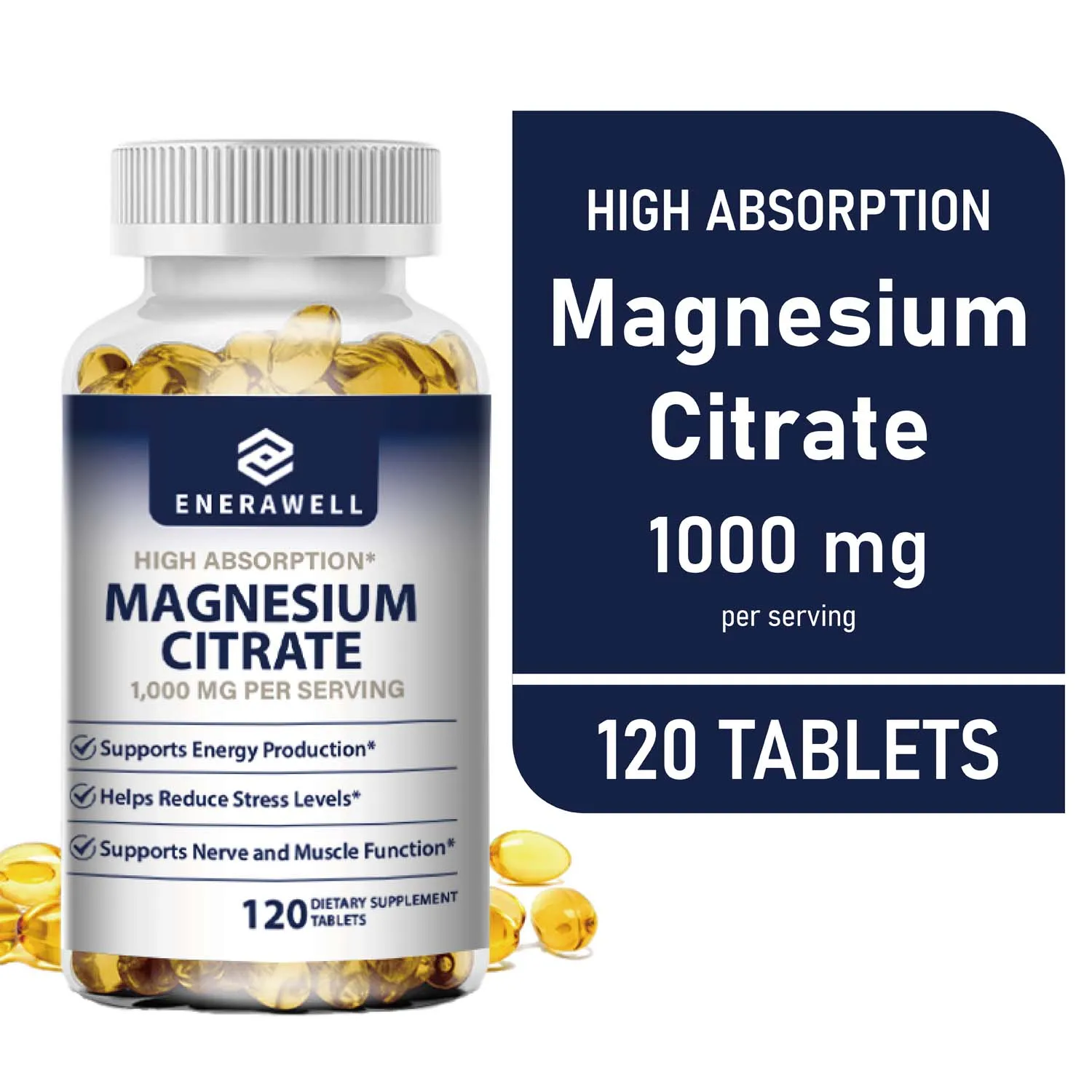 Magnesium Citrate Capsules 1000mg - High Absorption Magnesium Citrate for Leg Spasms, Muscle, Bone, and Heart Health