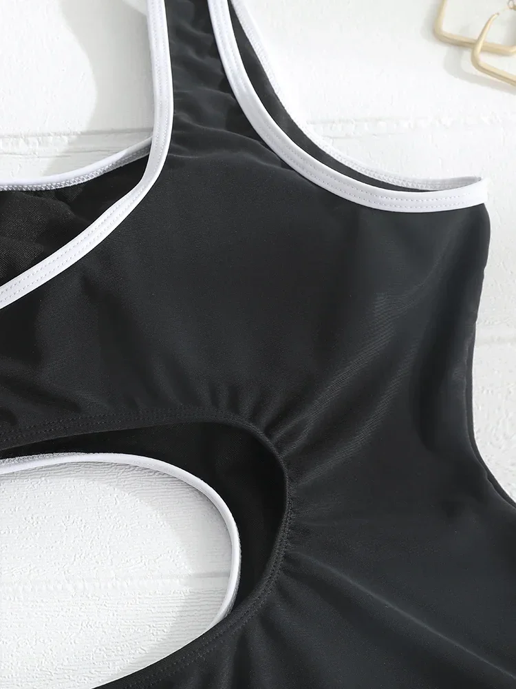 Miyouj Hollow Out Beachwear 2024 Stroje kąpielowe Jednoczęściowy strój kąpielowy na jedno ramię Damski Seksowny Nowy Kostium Kąpielowy Jednolity Kolor Body