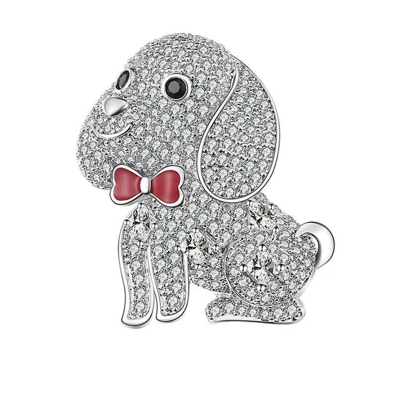 Blucome Newest Cute Dog  Brooch Animal Copper Pins Women's Brooch for Coat Suit Bag Hijab Badge Wedding Jewelry New Year 