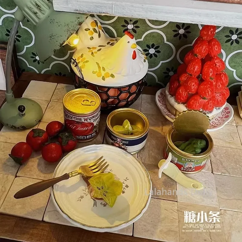 Dollhouse Mini Nostalgia Retro Box/milk/jar Food Play Decoration Children\'s Gift Miniature Kitchen Furniture Accessories