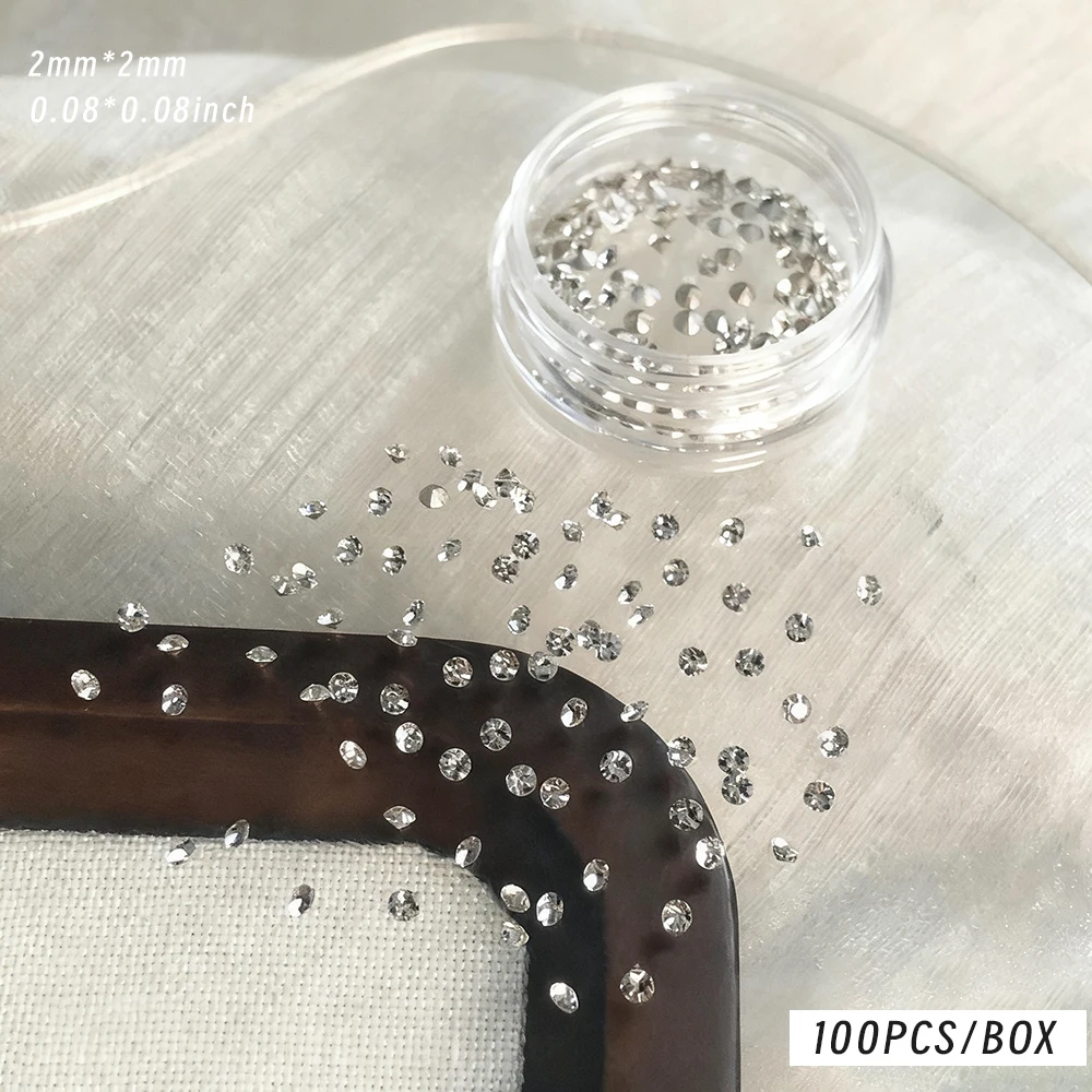 100 pçs/caixa fundo pontiagudo vidro arte do prego strass 1.5/2/2.5mm multi forma cristal diamante encantos do prego manicure jóias artesanato