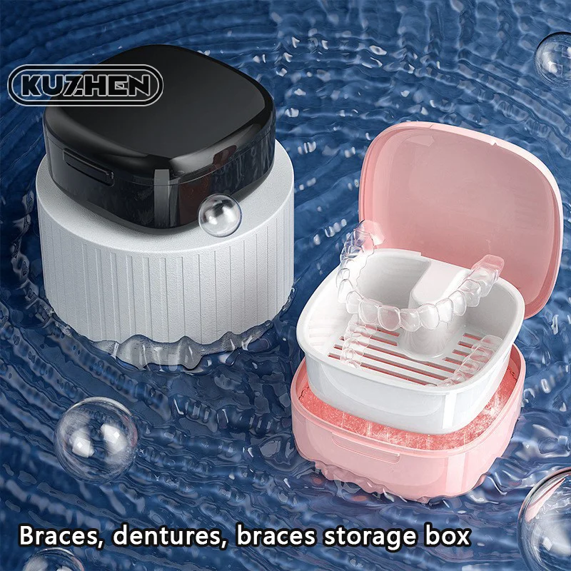 1pc Denture Storage Box Portable Soaking Tooth,Small And Portable Box For Storing Dental Braces And Retainers,Invisible Storage