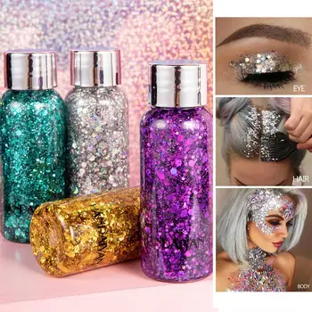 Autocollants à paillettes pour les yeux, les ongles, les cheveux, le corps, le visage, gel, art, bijoux, biscuits, maquillage, fête, paillettes, décoration, diamant, N7E9