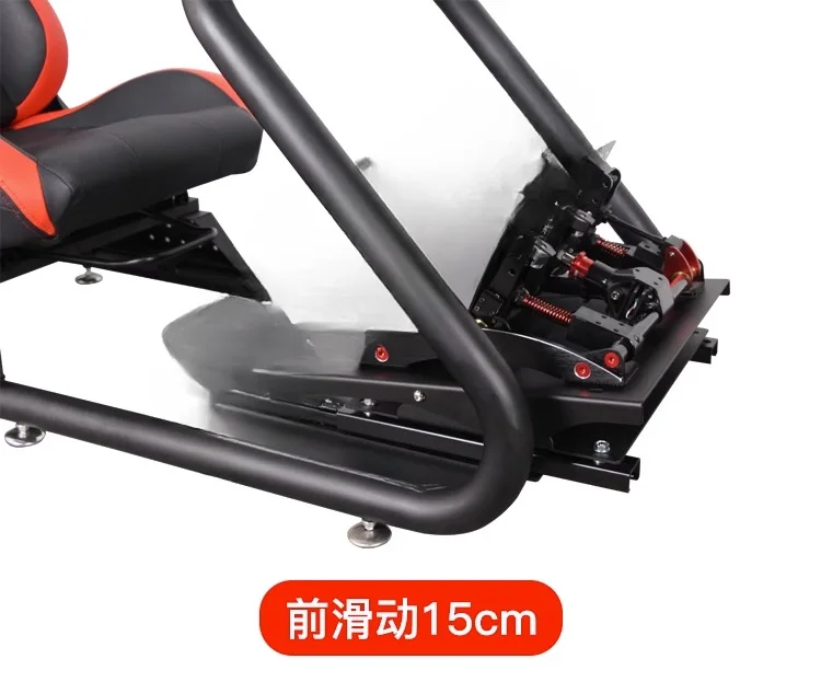 Racing emulator game bracket and aluminum frame with slide pedal front and rear angle adjustable