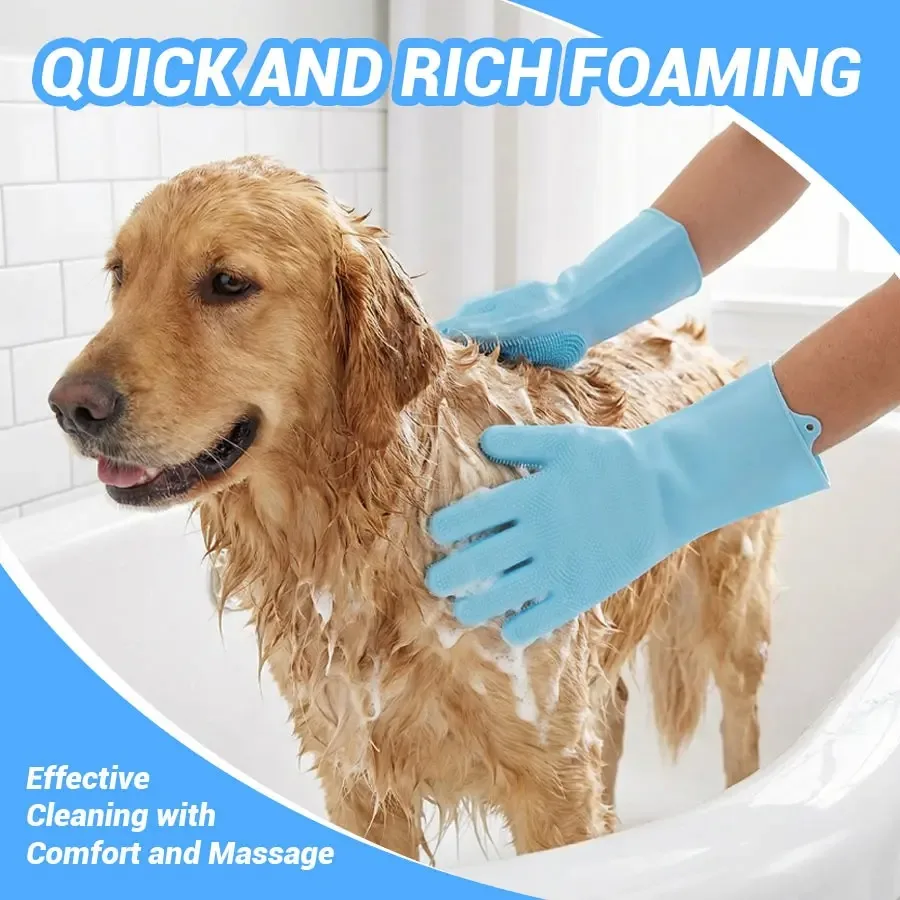 Upgraded Pet Hair Remover Gloves Gentle Deshedding Grooming Gloves for Dogs Cats & Horses Long & Short Hair Pet Grooming Tool - Image 4