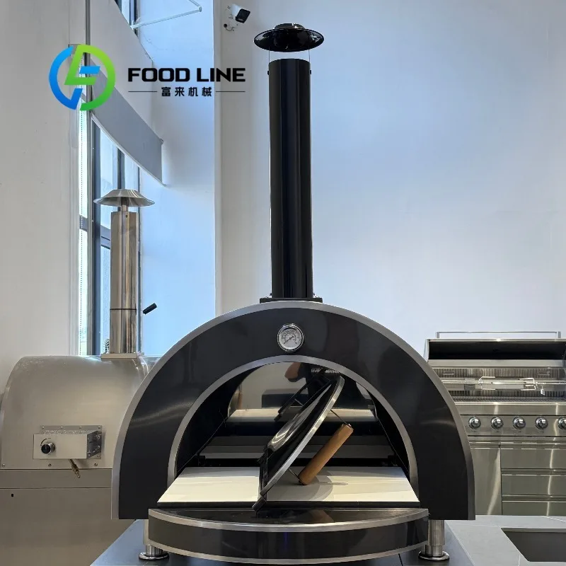 Modern Premium Portable Outdoor Tabletop Stainless Steel Black Titanium Pizza Oven Charcoal/Wood Dual-Use Piezoelectric Ignition