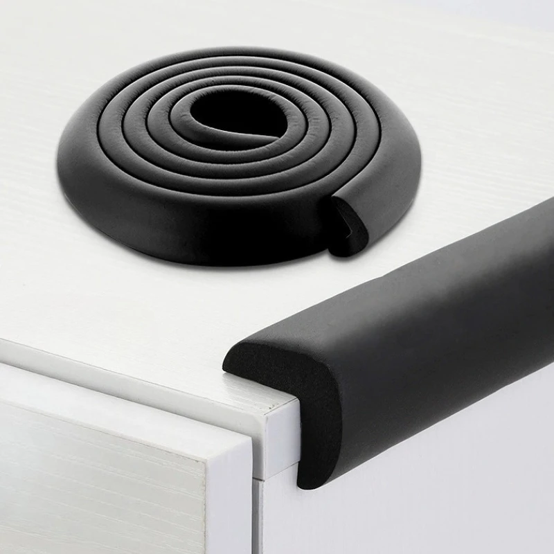 1PC 2M Black White Rubber  Anti-Collision Strip Furniture Corner Anti-Collision Strip Living Room CoffeeTables Square Tables