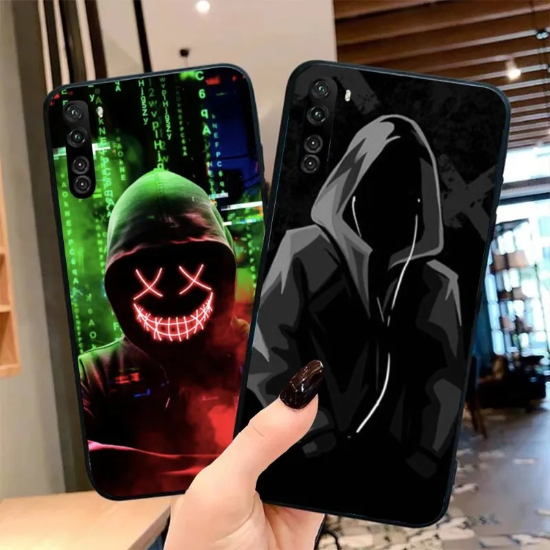 Hoodie Ghost Mobile Cell Phone Case for OPPO Find X5 X3 X2 A93 Reno 8 7 Pro A74 A72 A53 Black Soft Phone Cover Funda