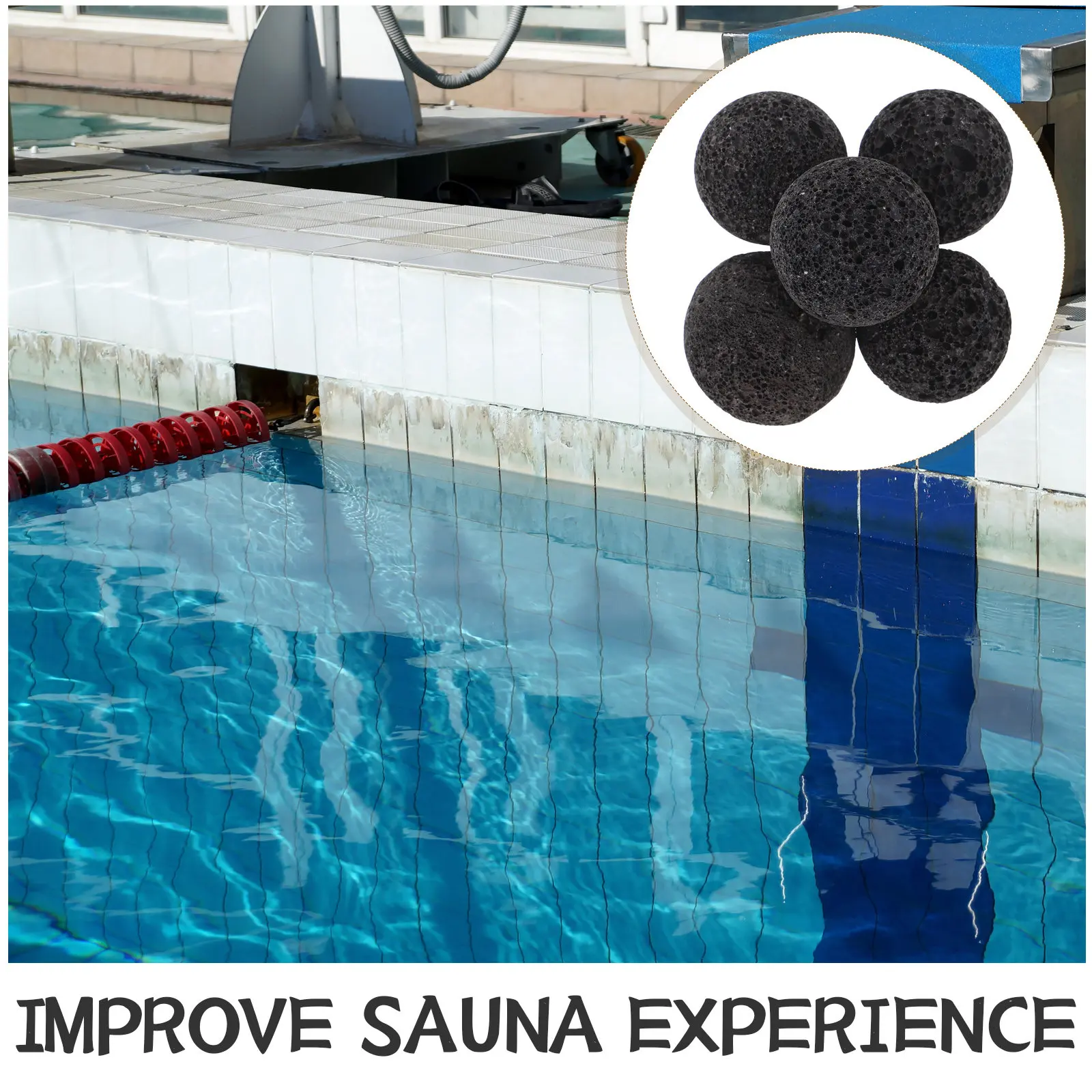 5pcs Natural Volcanic Sauna Rocks for Steam Room Heater – Porous Round Stones with Enhanced Heat Retention