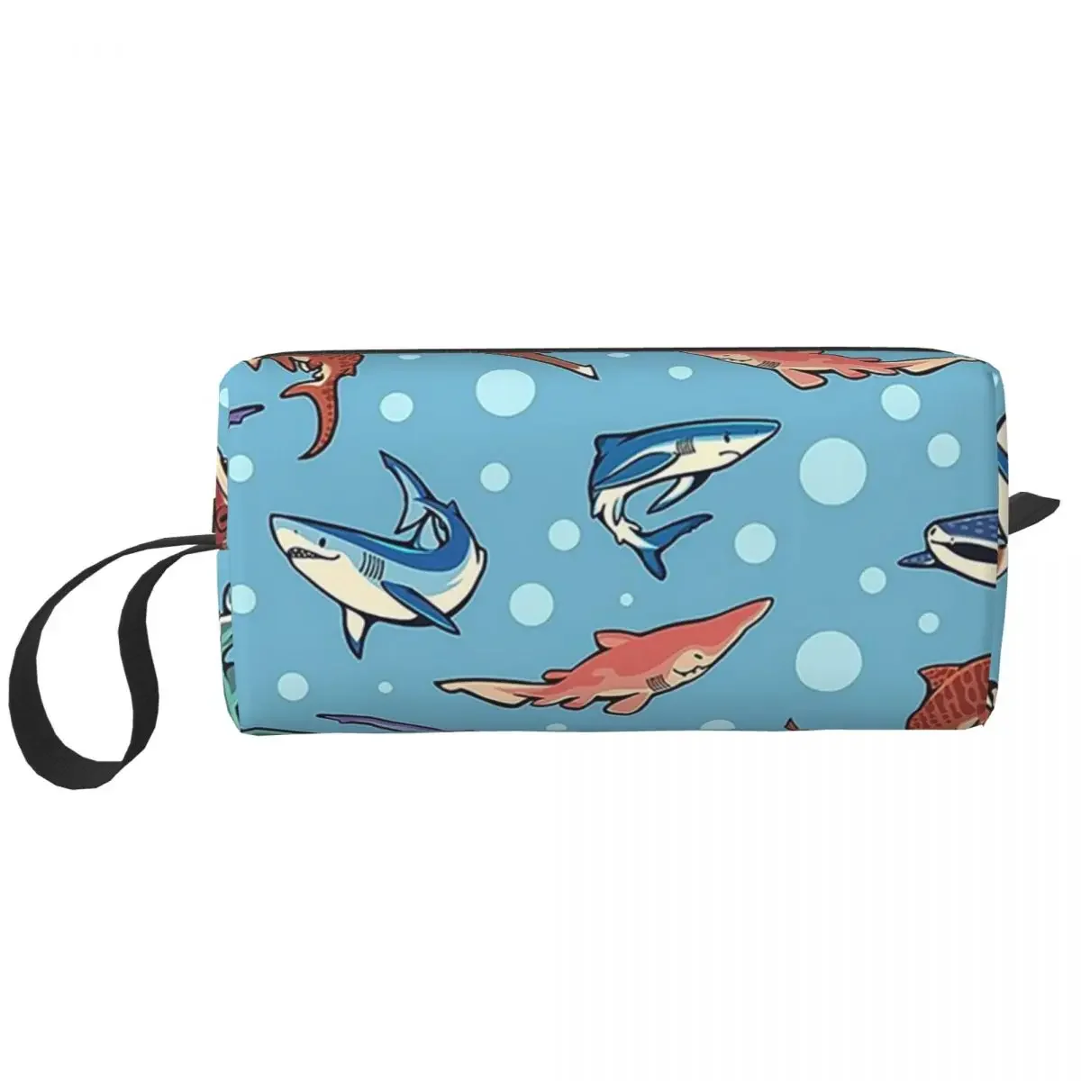 Sharks In The Light Blue Makeup Bag Cosmetic Organizer Storage Dopp Kit Toiletry Cosmetic Bag Women Beauty Travel Pencil Case