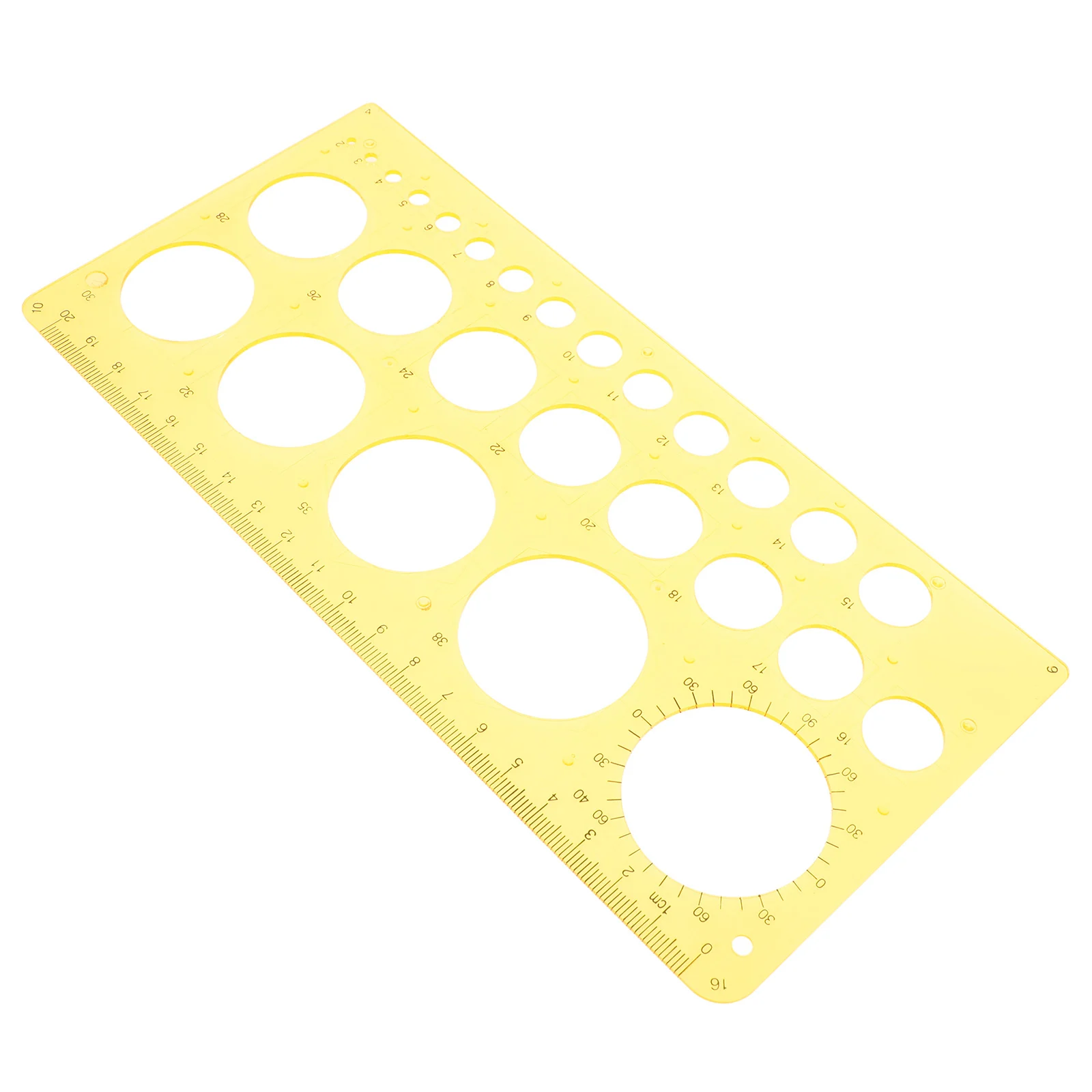 Circle Template Ruler Compact Portable Drawing Tool for Math Geometry Drafting Office Supplies Yellow Circle Template Ruler