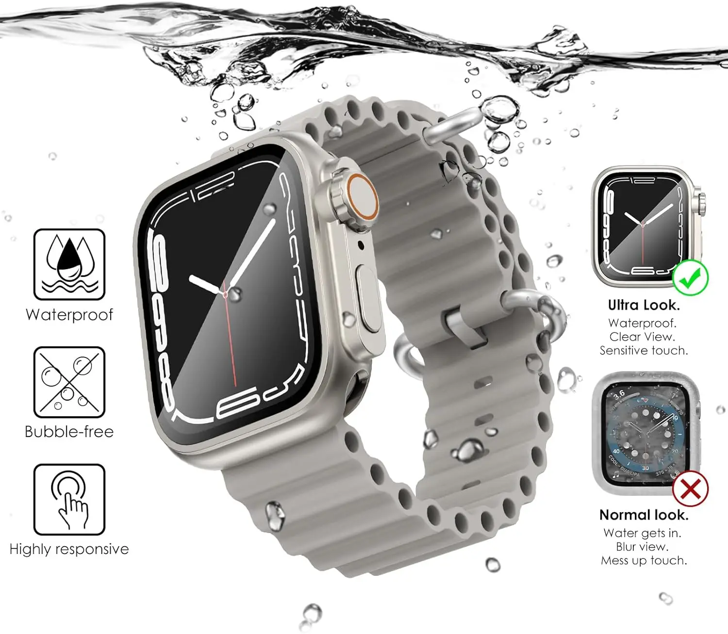 シリコンストラップ + ケース Apple Watch バンド 44 ミリメートル 45 ミリメートル 41 ミリメートル 40 ミリメートルスクリーンプロテクター iWatch シリーズ 9 8 7 SE 6 5 4 に変更ウルトラ