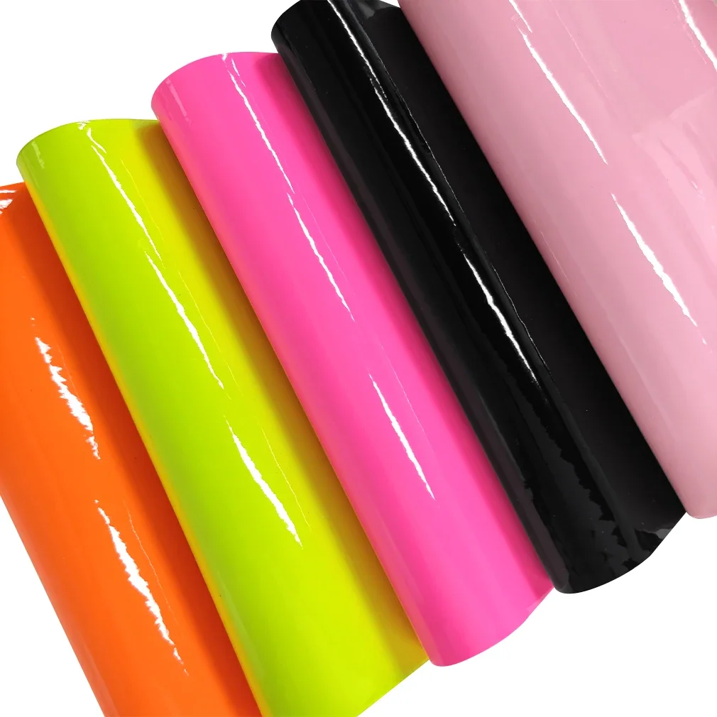 46x135cm Neon Colors Mirror Smooth Waterproof Jelly Faux Leather Fabric Sheet Material For Shoe/Bag/Crafts/Earrings/Bows DIY