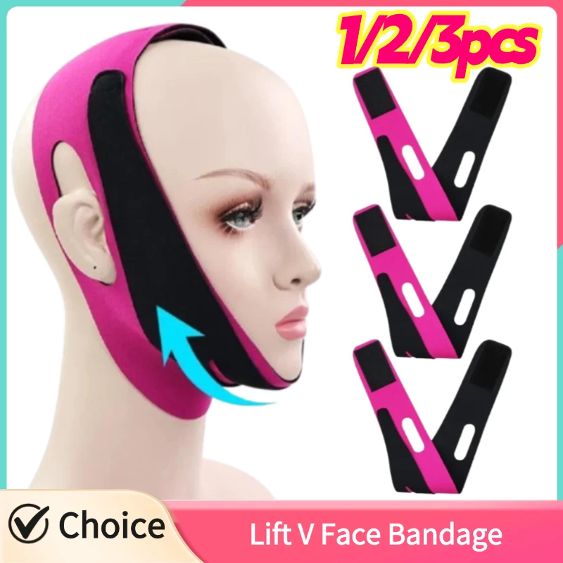 1/2/3pcs Lift V Face Bandage Reusable Double Chin Reducer Strap Face Lifting Belt Elastic Face Slimming Bandage V Line Strap