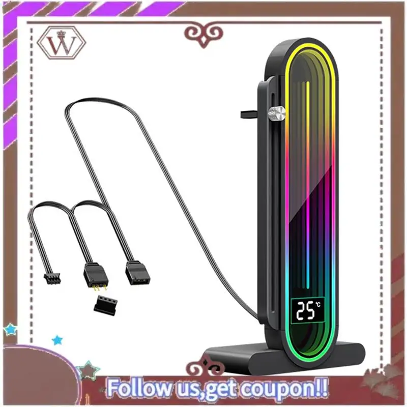 ABBG-Graphics Card Anti-Sag Bracket With ARGB Sync Temperature Display Adjustable Height, 5V 3Pin A