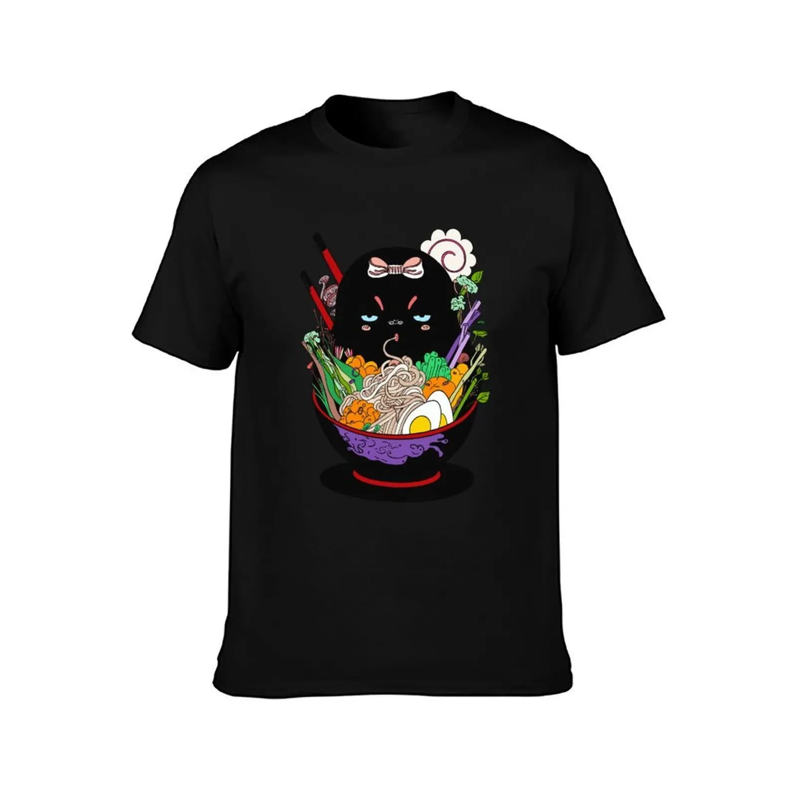 تي شيرت Ramyun Monster بأكمام قصيرة تي شيرت أنيمي تي شيرت أزرق أرشيف أسود تي شيرت للرجال
