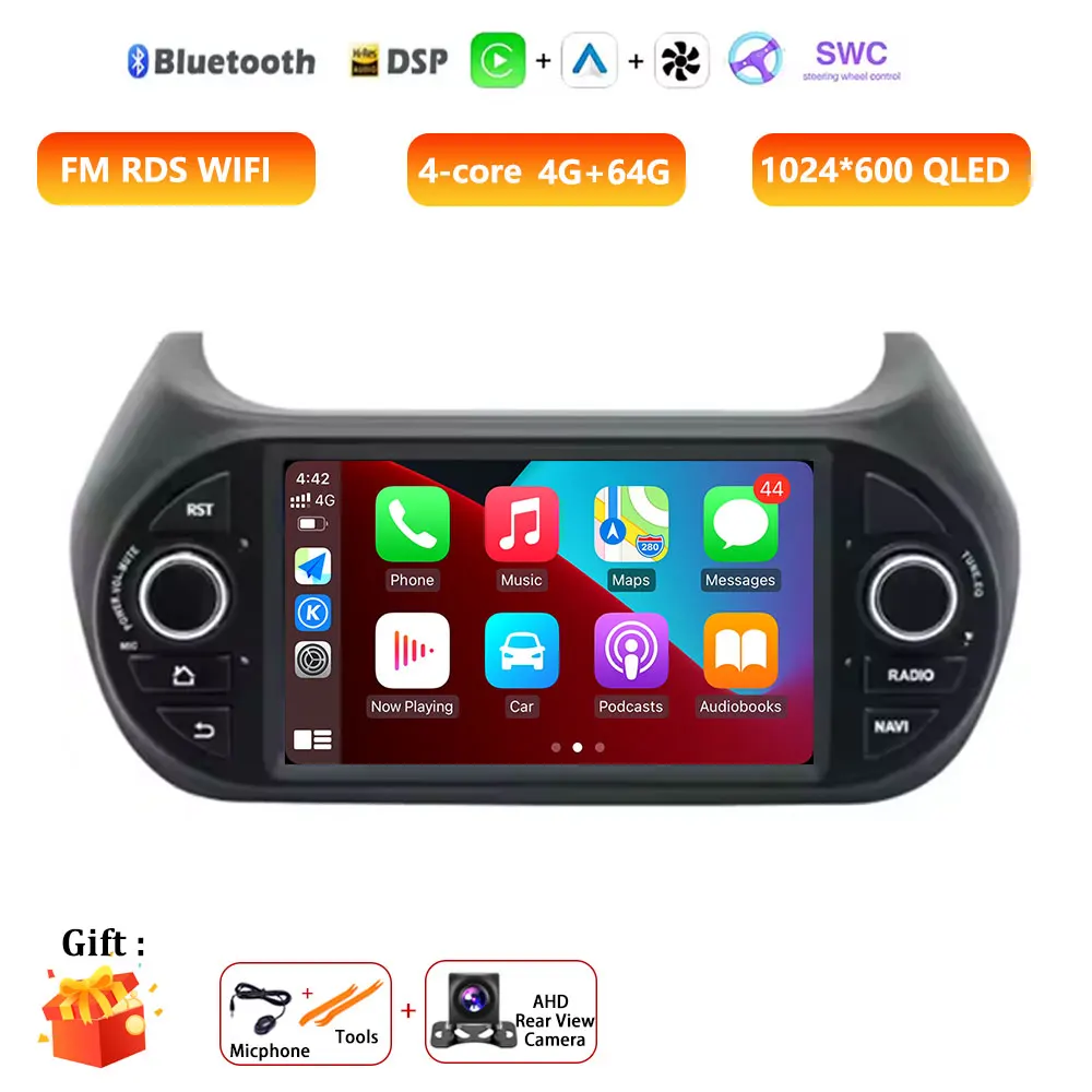 7 "Android Auto Radio Voor Fiat Fiorino Qubo Citroen Nemo Peugeot Bipper 2008-2017 Stereo GPS Carplay multimedia Video Autoradio