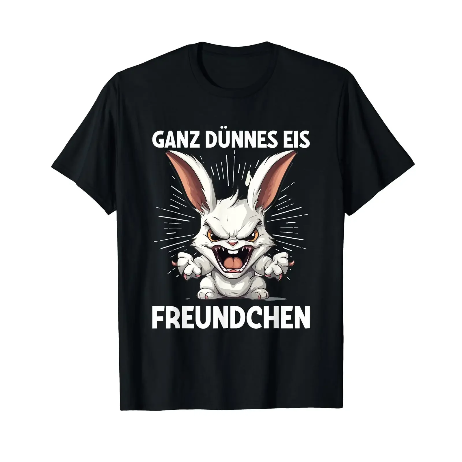 Ganz Dünnes Eis Freundchen Annoyed Rabbit Saying T Shirt black vintage Washed Casual Stretched Slightly Stylish