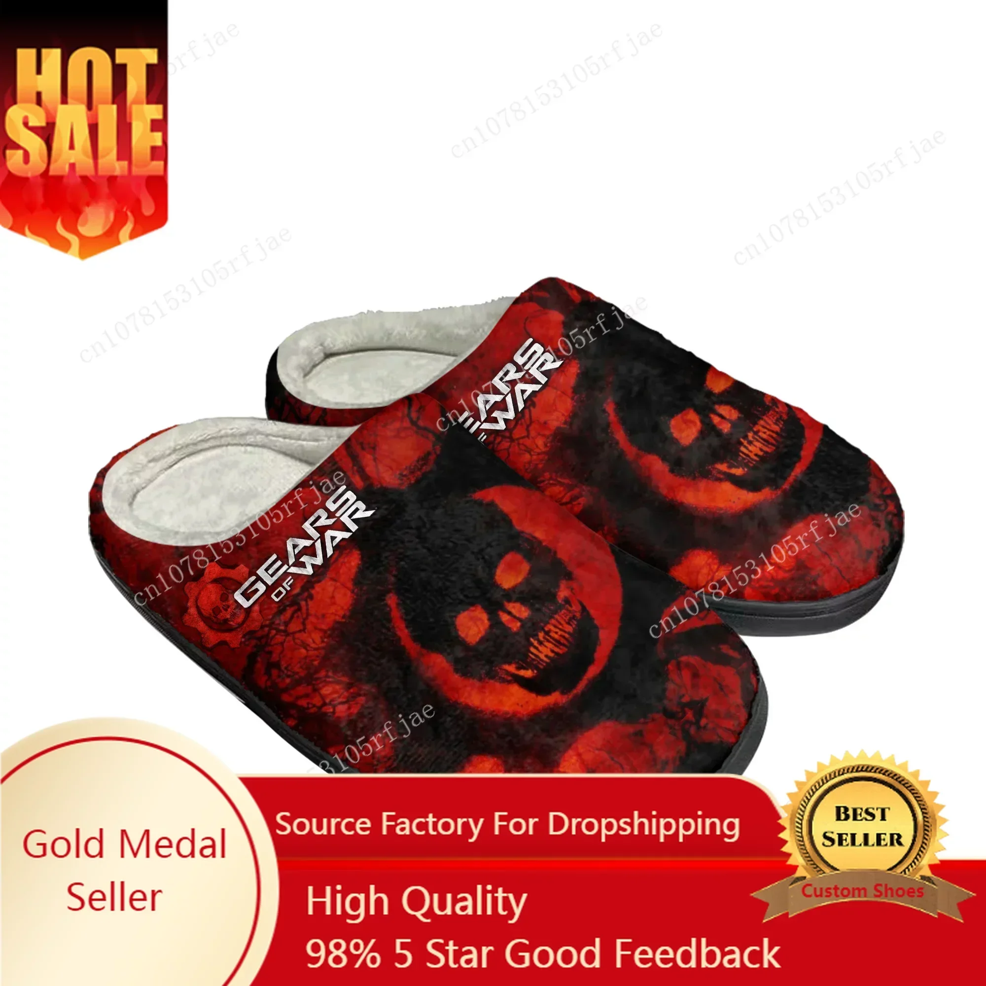 

G-Gears O-Of W-War Home Hot Cotton Slippers Game Mens Womens Plush Bedroom Casual Fashion Keep Warm Shoes Tailor Made Slipper