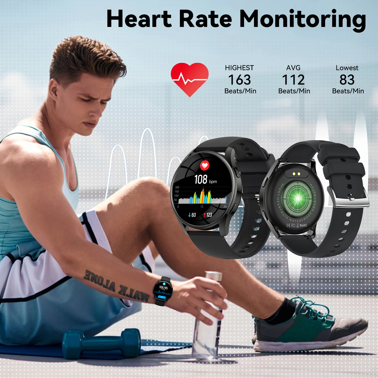 LaNikar New Smart Watch Men Blood Pressure Waterproof Sports watch Blood pressure Sleep Monitoring Fitness tracker Gift forWomen