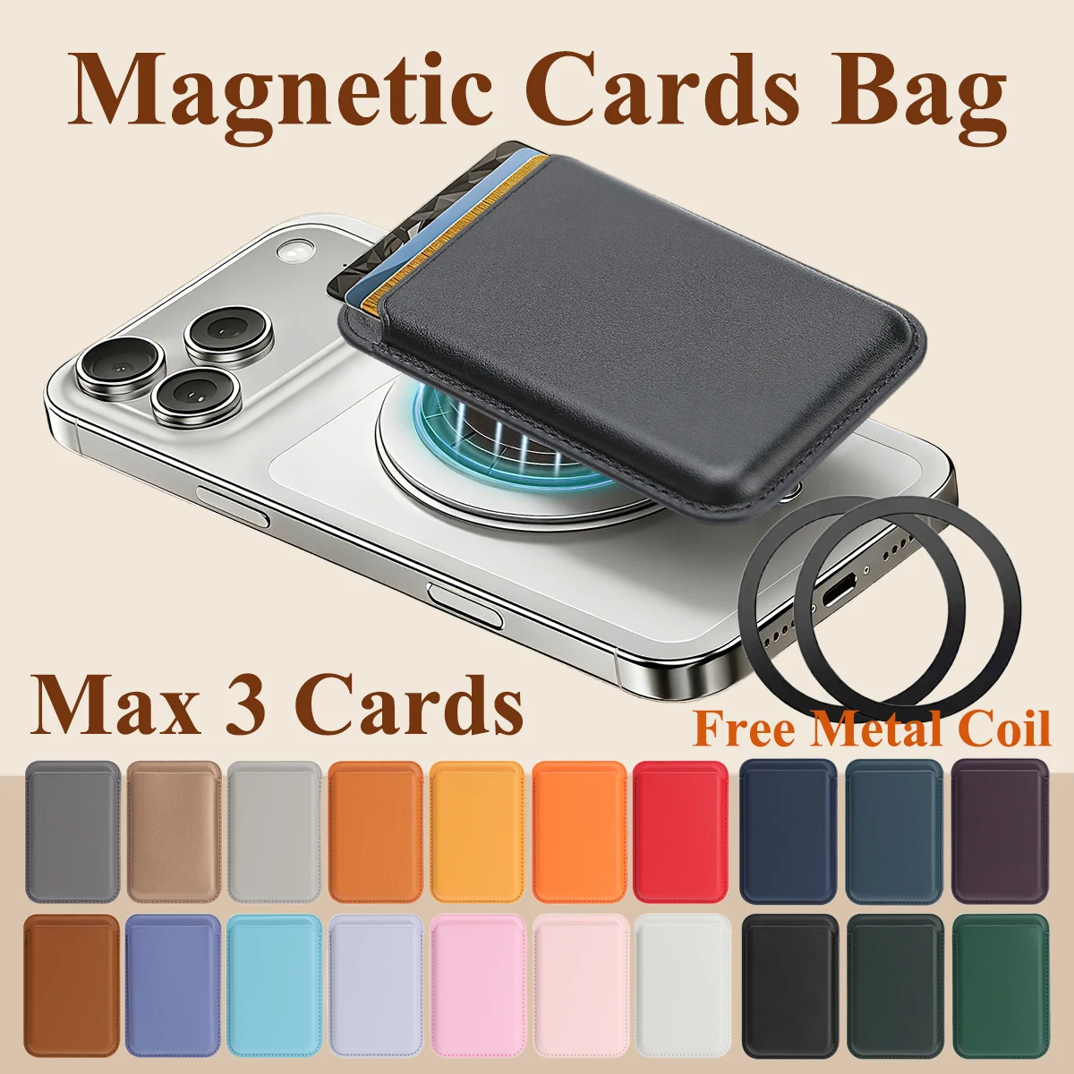 Magnetic Cards Holder Bag For iphone 17 16 15 14 13 12 Samsung Google Xiaomi Oppo Vivo Oneplus All Smart phone Cards Slots