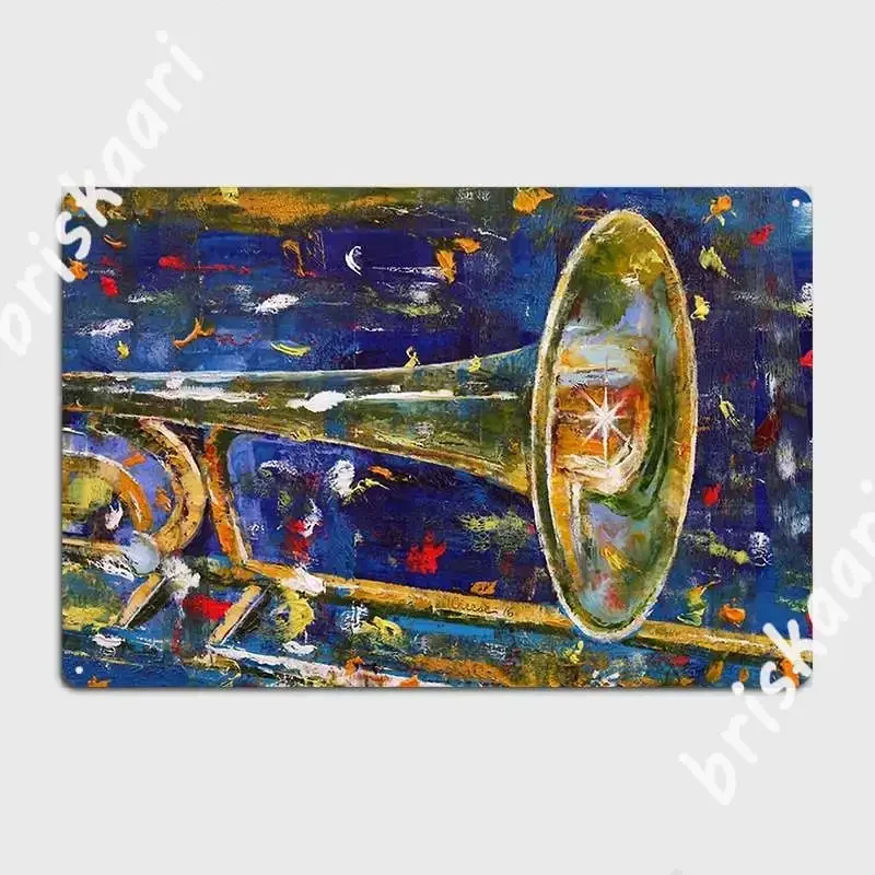 Trombone Poster Metal Sign Mural Funny Personalized Decoration Decoration Tin Sign Poster