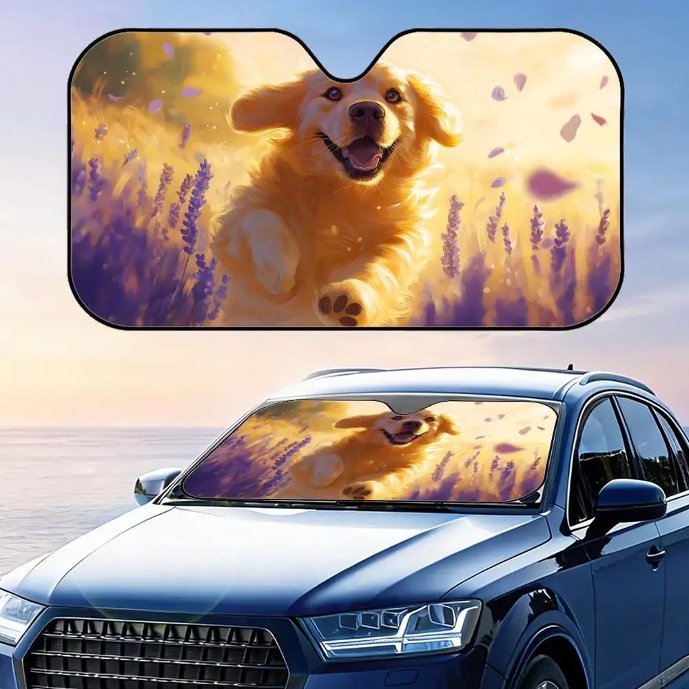 

Golden Retriever Dog Sun Visor Reusable Aluminum Foil Windshield UV Protection Heat Insulation Cover Sun Visor Shade