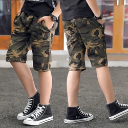 IENENS Teens Army Shorts Camouflage Short Trousers Children Short Pants Kids Cotton Boardshorts Boy Summer Thin Loose Shorts