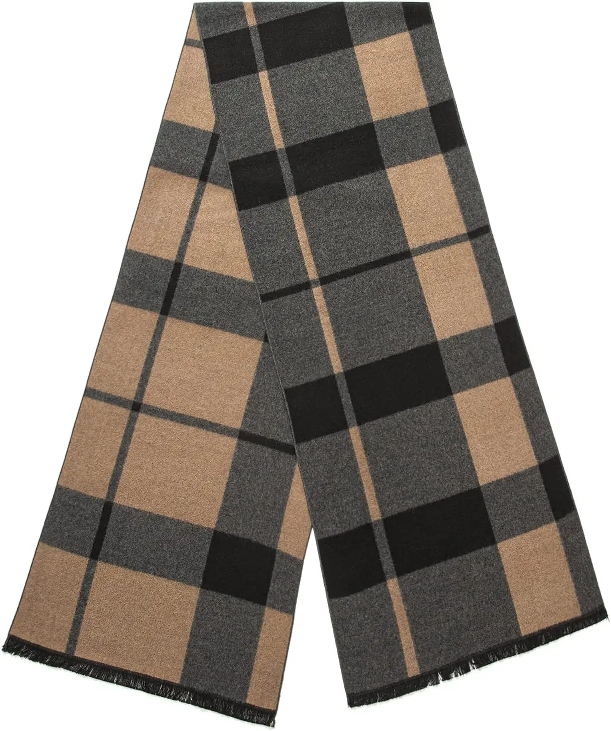 

Men's Cozy Tartan Check Merino Wool Scarf, Long Warm Lightweight Winter Classic Scarves w/Gift Box traf zara bufanda niño