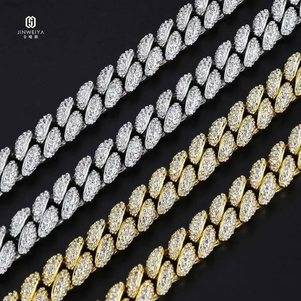 

8mm Custom Iced Out Men's Bling Hiphop Jewelry Zircon 14k Gold Men Necklace Diamond Cuban Link Chain