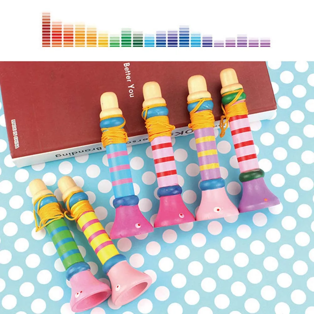 3 قطعة البوق الخشبي الملون للأطفال آلة موسيقية للأطفال مرحلة الأداء الدعامة التعليمية الصوت اللعب طفل هدية #1