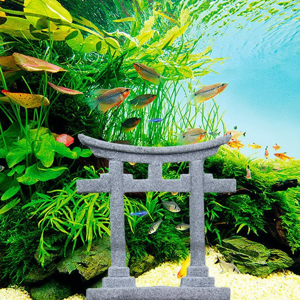 Aquarium Ornament Japanese Shinto Torii Shrine Gate Aquarium Decoration for Landscape Miniature Japan Style Fish Tank Ornament