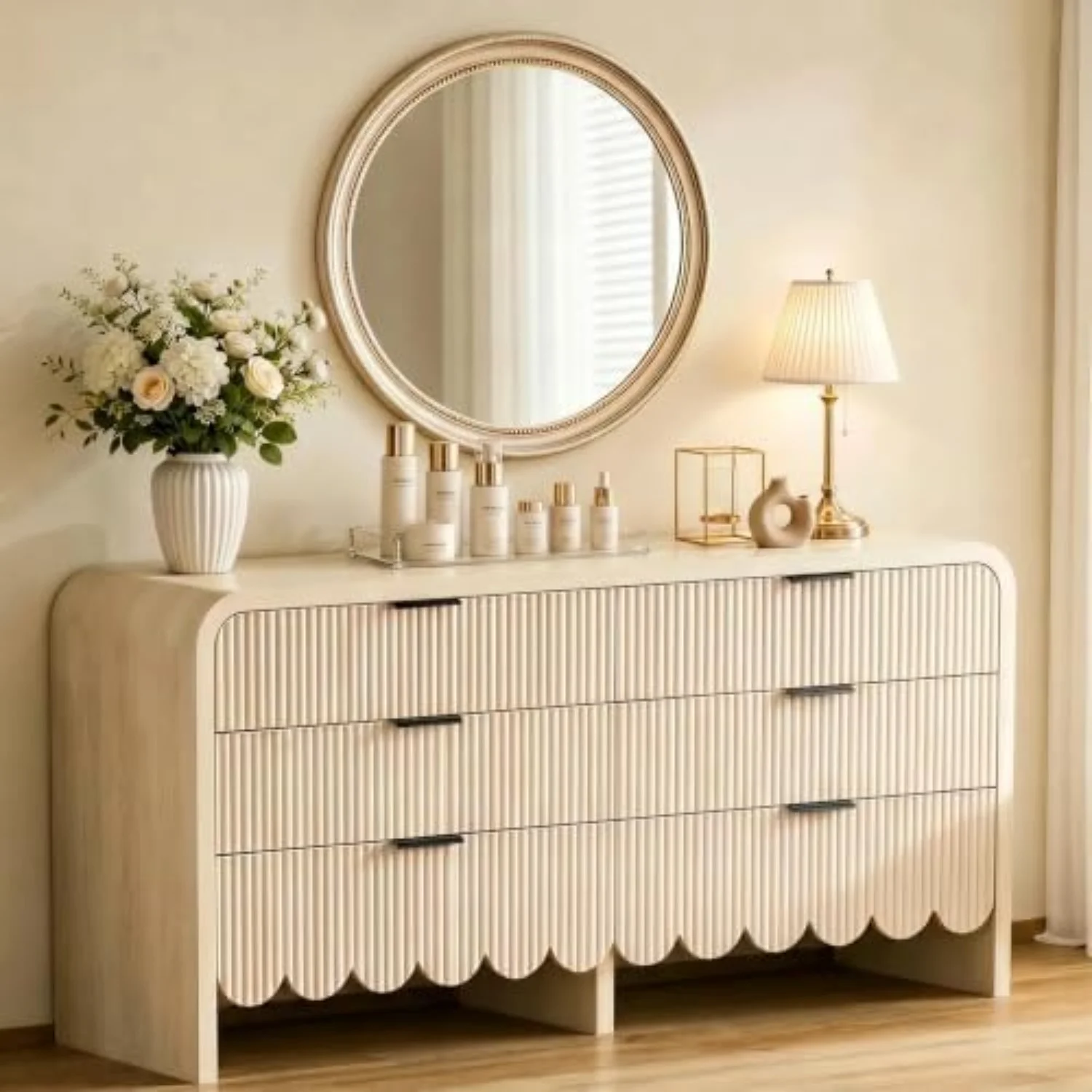 Fluted 6 Drawer Dresser for Bedroom 59