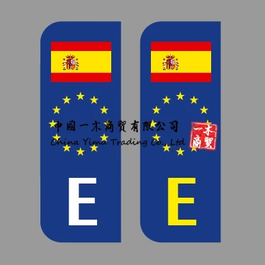 

Spain with Flag 2 x Number Plate Stickers Perfect Fit for EU Field Design Number Plate Film Car or with Flag Car Wash Safe E