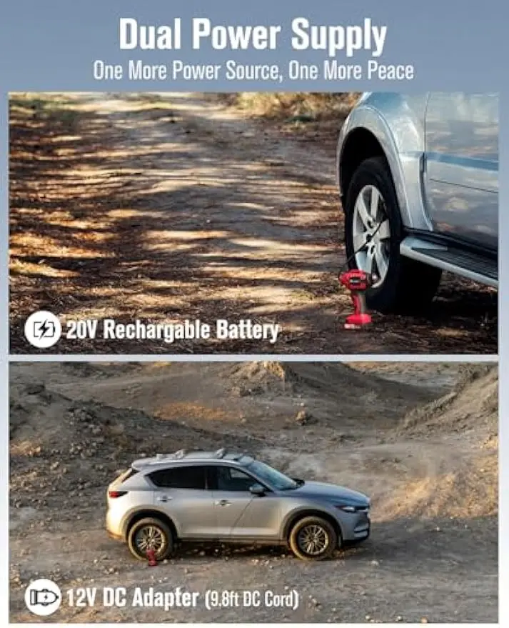 Gonfiatore portatile per pneumatici senza fili con spegnimento automatico, indicatore digitale, batteria ricaricabile e adattatore da 12 V per auto e biciclette