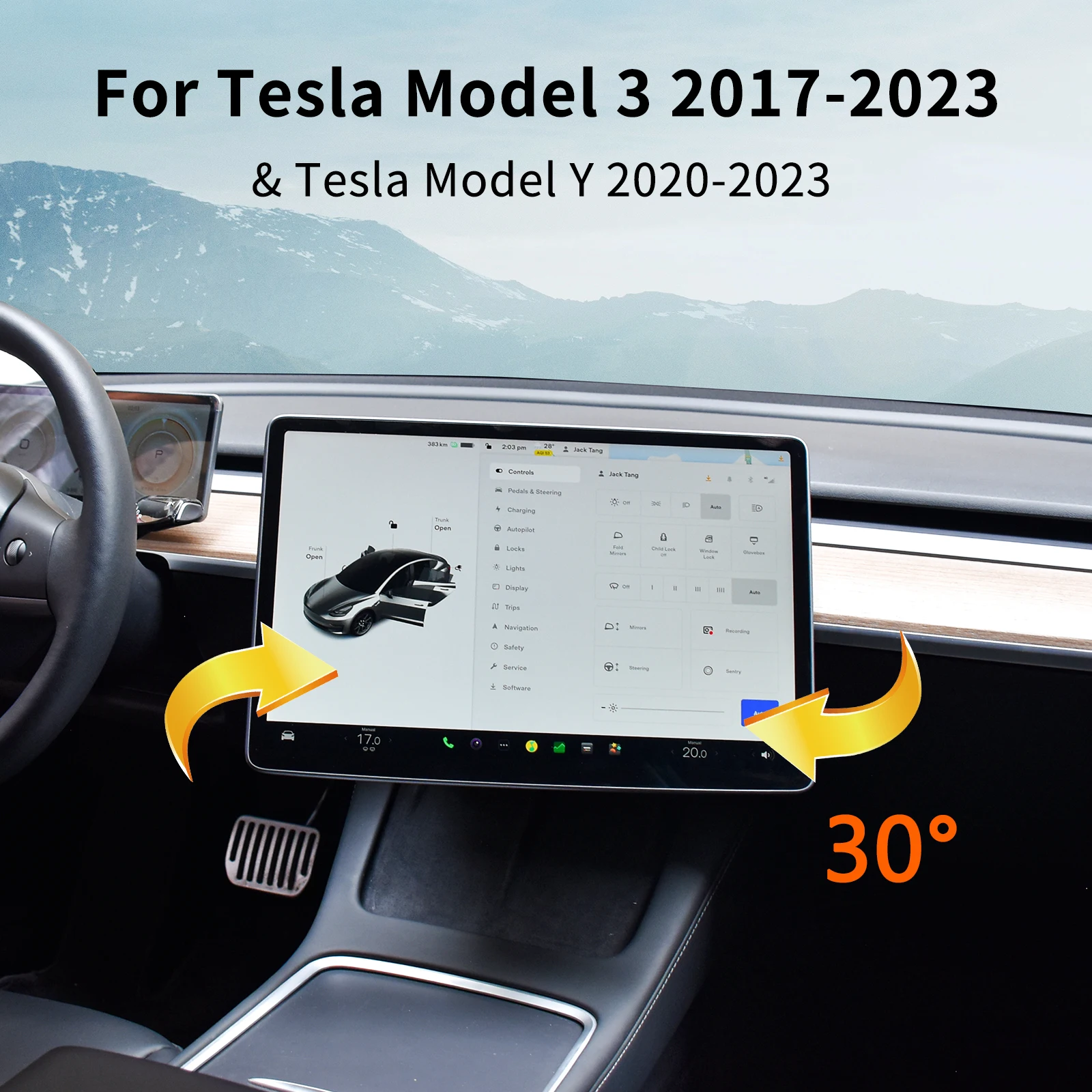 Catronics Model Y swivel Mount for Tesla Model 3 Screen 2way Rotating bracket Kit Display Monitor Accessories 2020 2019 2023